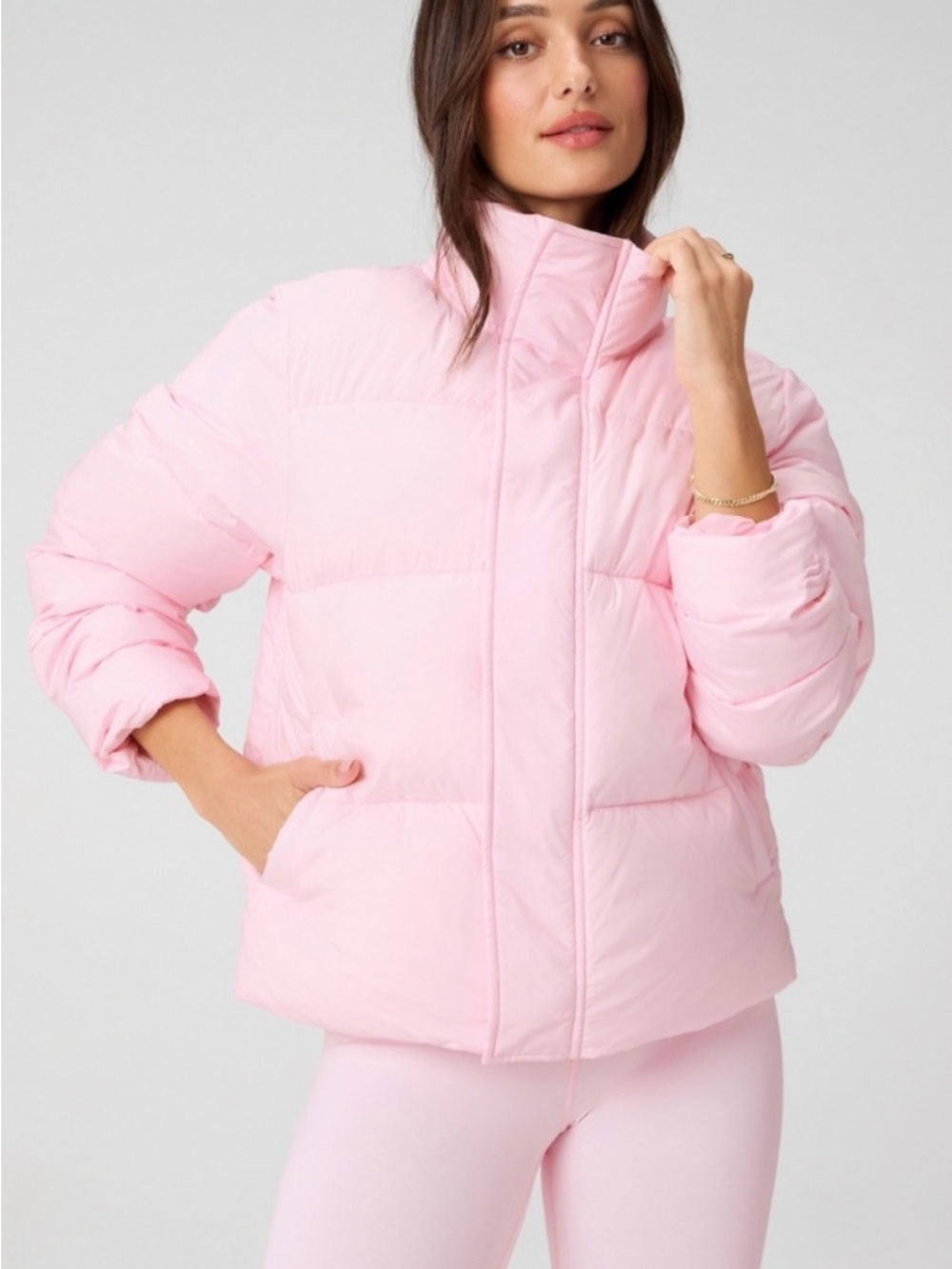 Fabletics Pale Pink Quilted Puffer Jacket